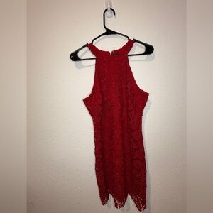 Lulus Red Large Lace Cocktail Dress